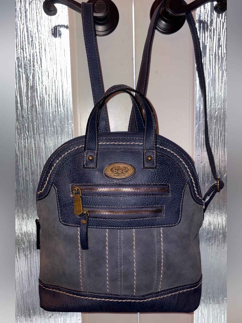 B.O.C. BORN CONCEPT, MEDIUM BACKPACK, BLUE AND GRAY NEW.
